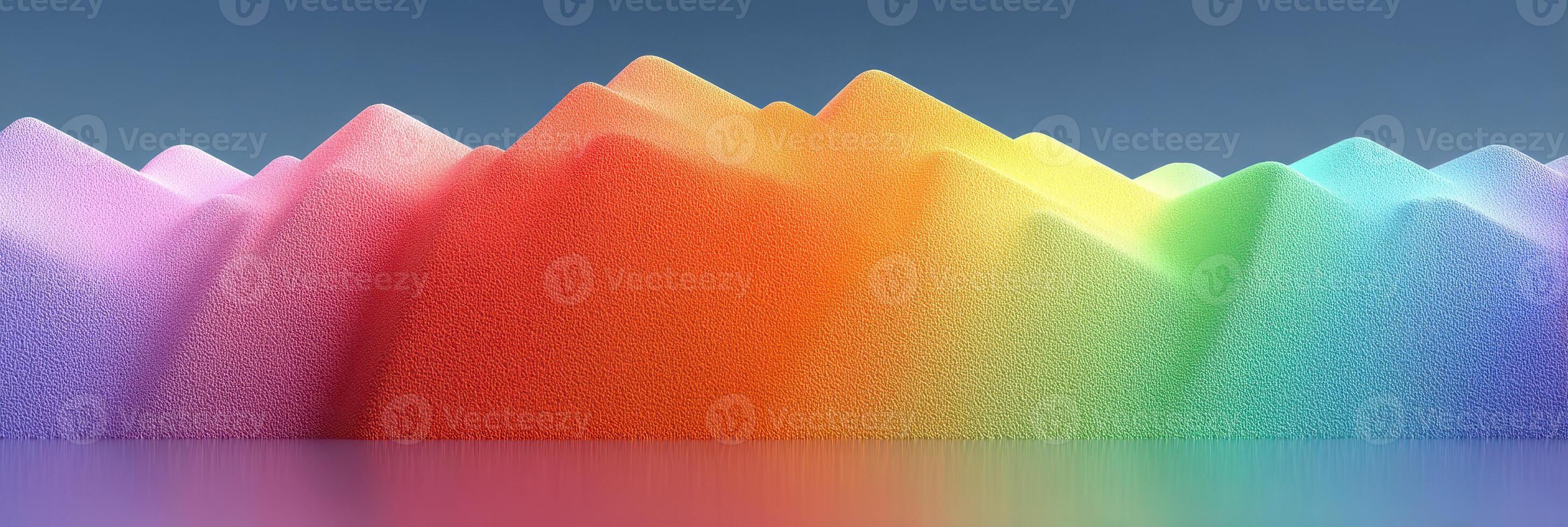 Colorful mountain landscape with soft texture and gradient hues under a clear sky photo