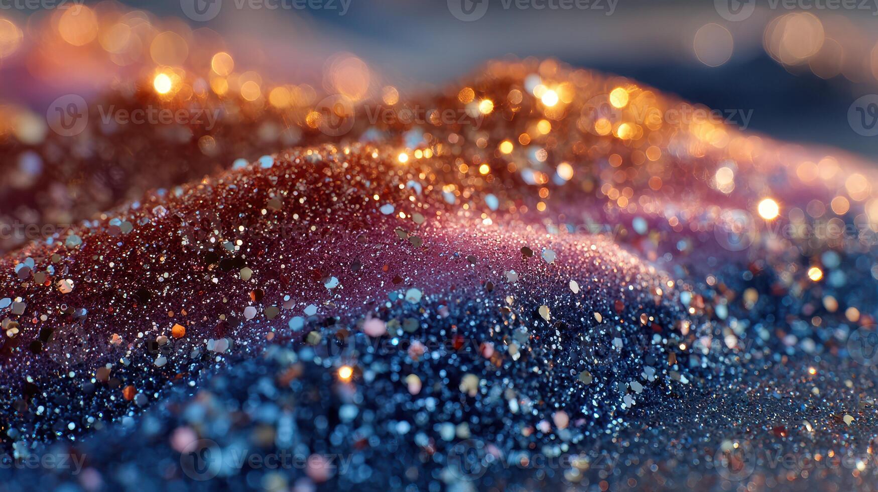 Sparkling texture of colorful glitter on a surface during daylight photo