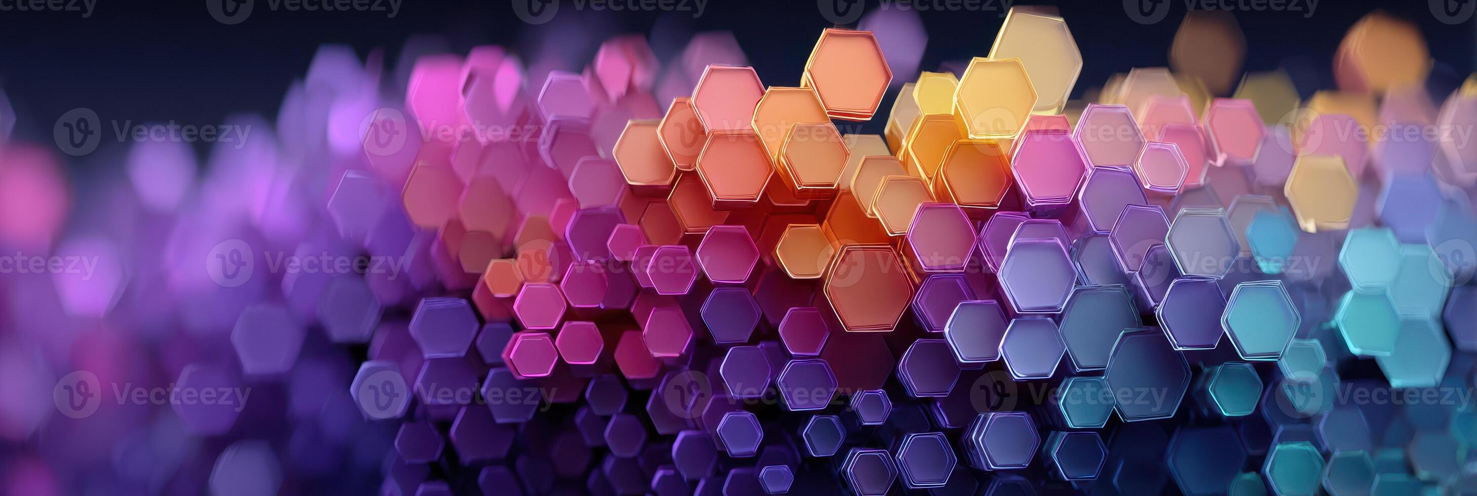 Colorful abstract hexagon pattern in vibrant hues with a smooth gradient effect for design and art inspiration photo