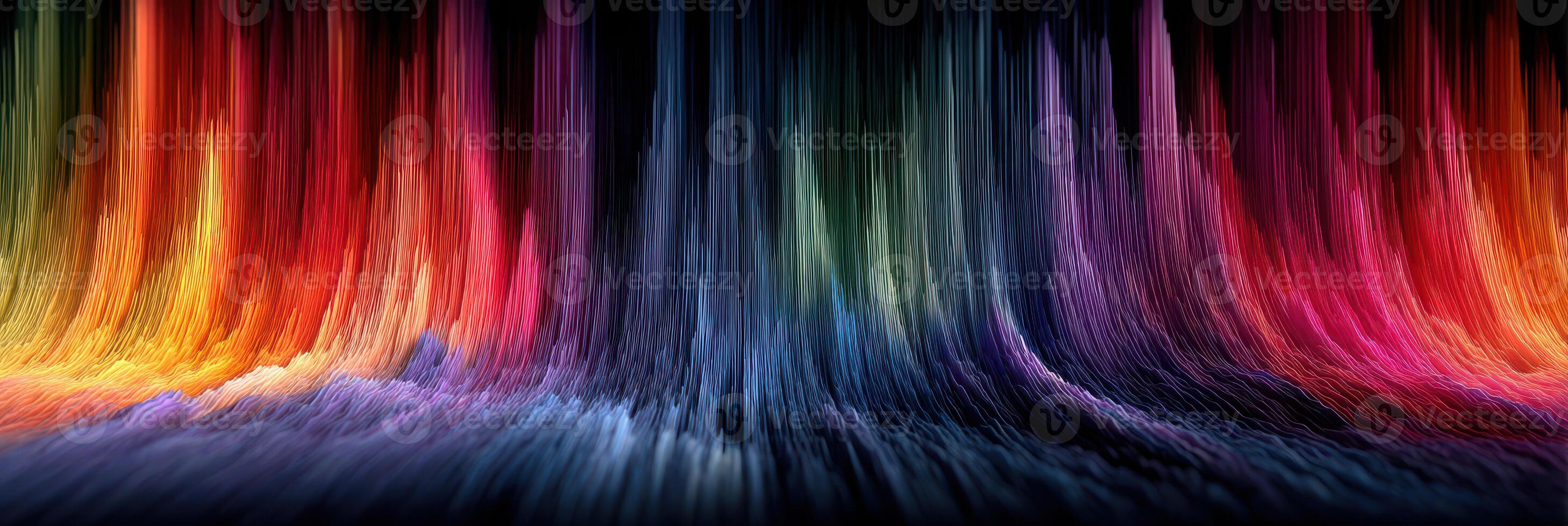 Vibrant wave patterns create an immersive display of colors in a dark environment highlighting artistic expression photo