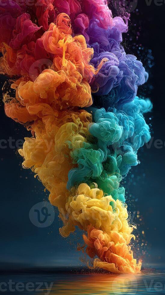 Vibrant colors swirl in a mesmerizing cloud formation against a dark backdrop photo