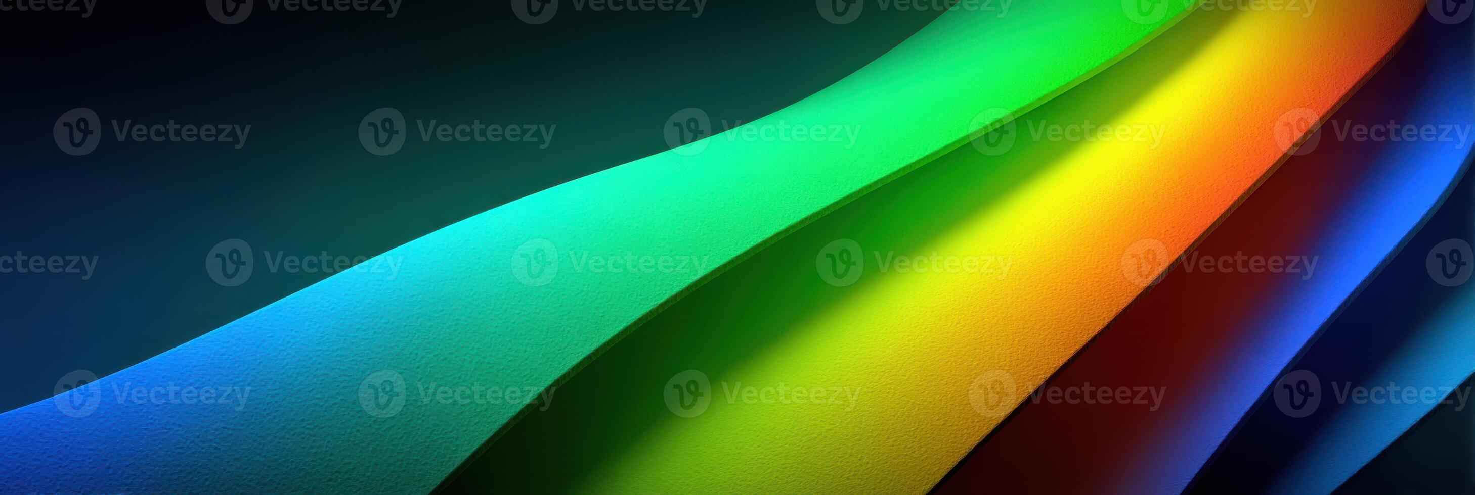 Colorful waves blend harmoniously, creating a vibrant abstract pattern in a digital artwork during evening light photo
