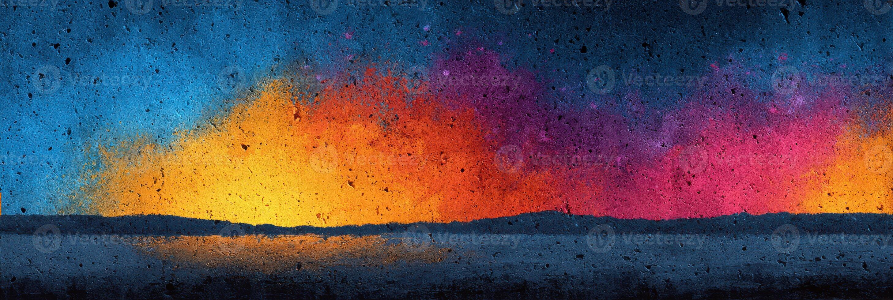 Vibrant sunset colors illuminate the evening sky over tranquil water bodies in a serene natural landscape photo