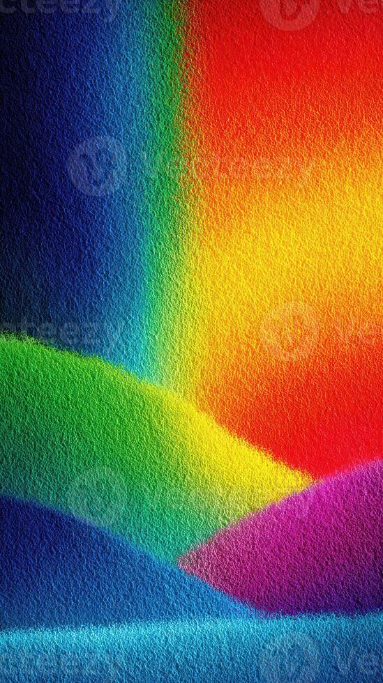 Vivid abstract landscape with colorful gradients resembling hills and a sunset in a creative artistic representation photo