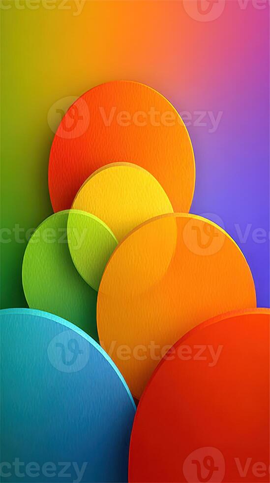 Vibrant abstract circles showcasing a spectrum of colors merging harmoniously in a bright and cheerful gradient background photo