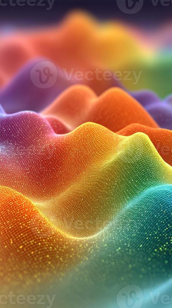 Colorful waves of light create a mesmerizing abstract landscape in a digital artwork photo