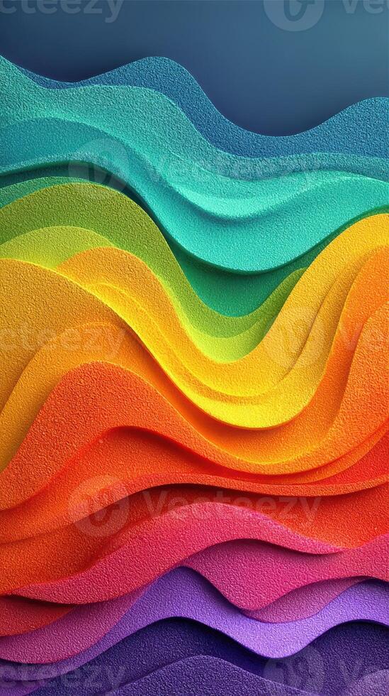 Vibrant abstract waves in a colorful layered design reflecting fluid motion and depth photo