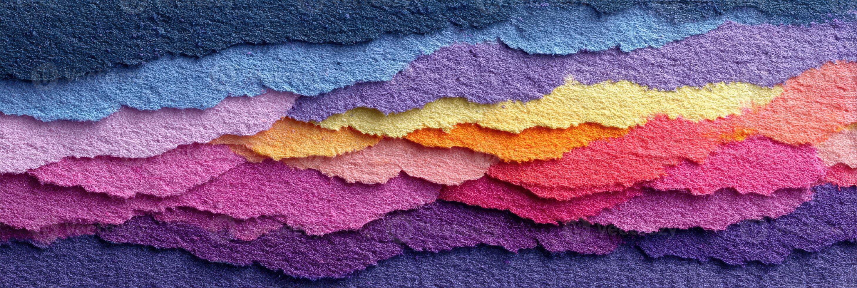 Colorful layered paper artwork created with varying shades in a textured pattern photo