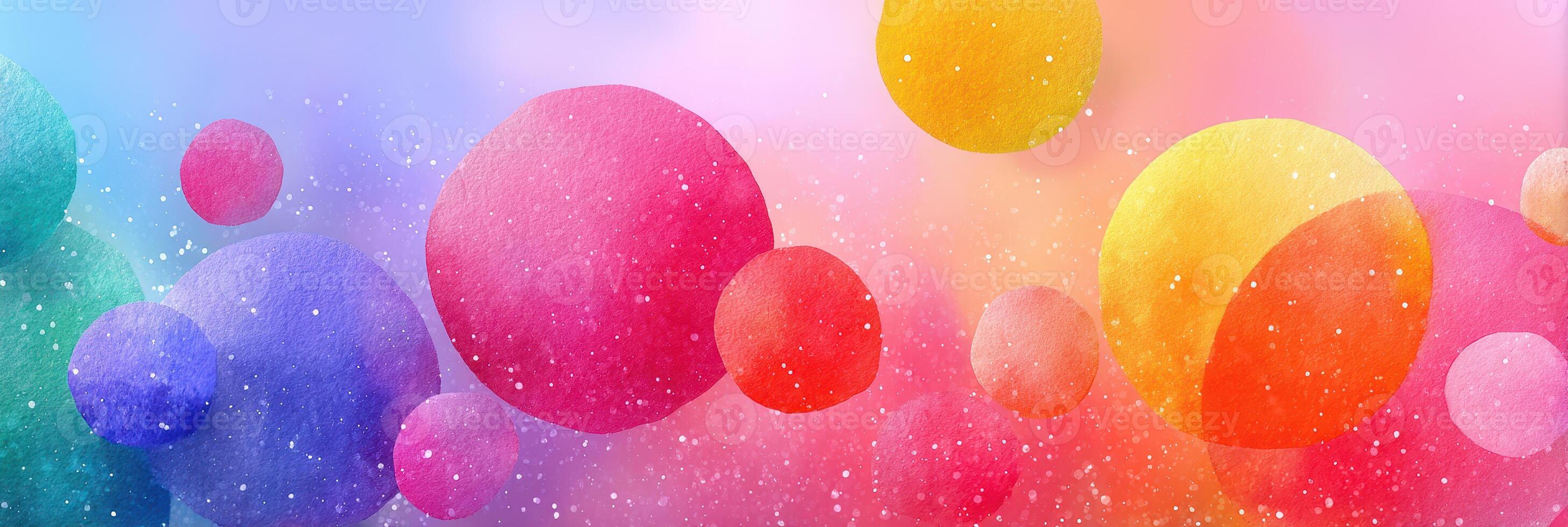 Colorful abstract art design featuring vibrant circles and soft pastel background in a creative and lively atmosphere photo