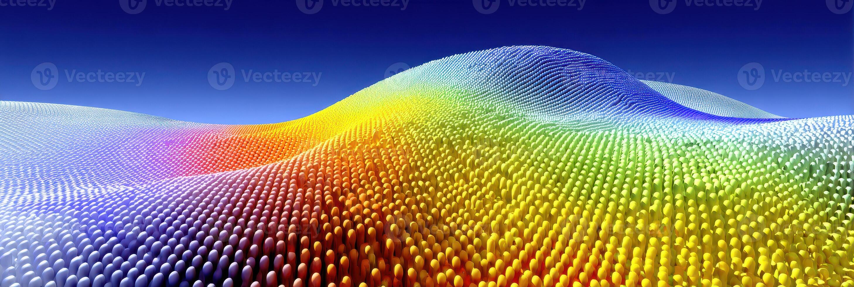 Colorful 3D landscape of dots illustrating data visualization techniques in a digital environment photo