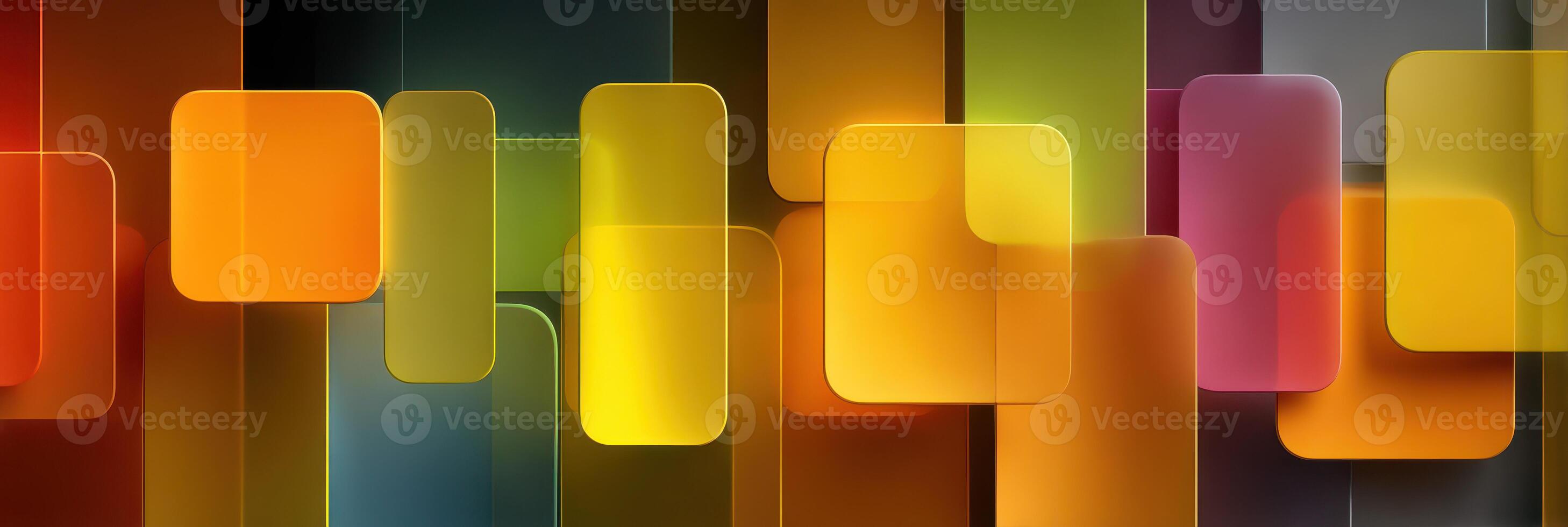 Colorful geometric shapes create an abstract pattern in vibrant hues suitable for modern decor photo
