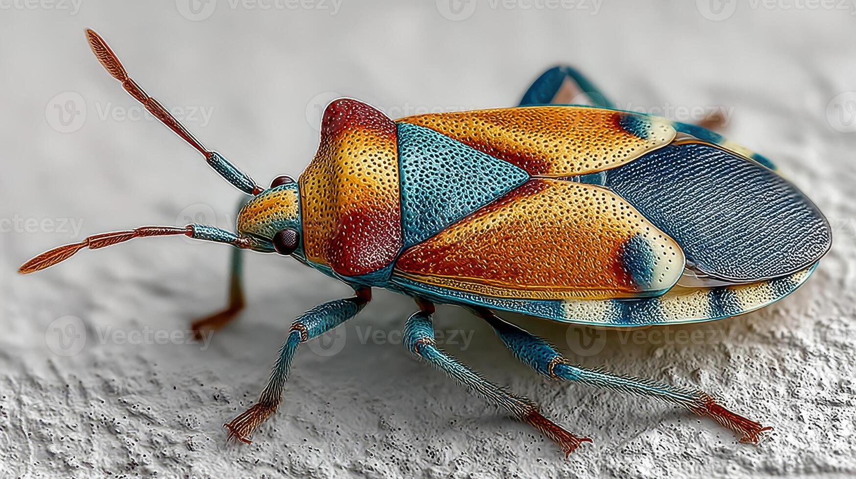 Colorful insect spotted on textured surface in natural light during springtime photo
