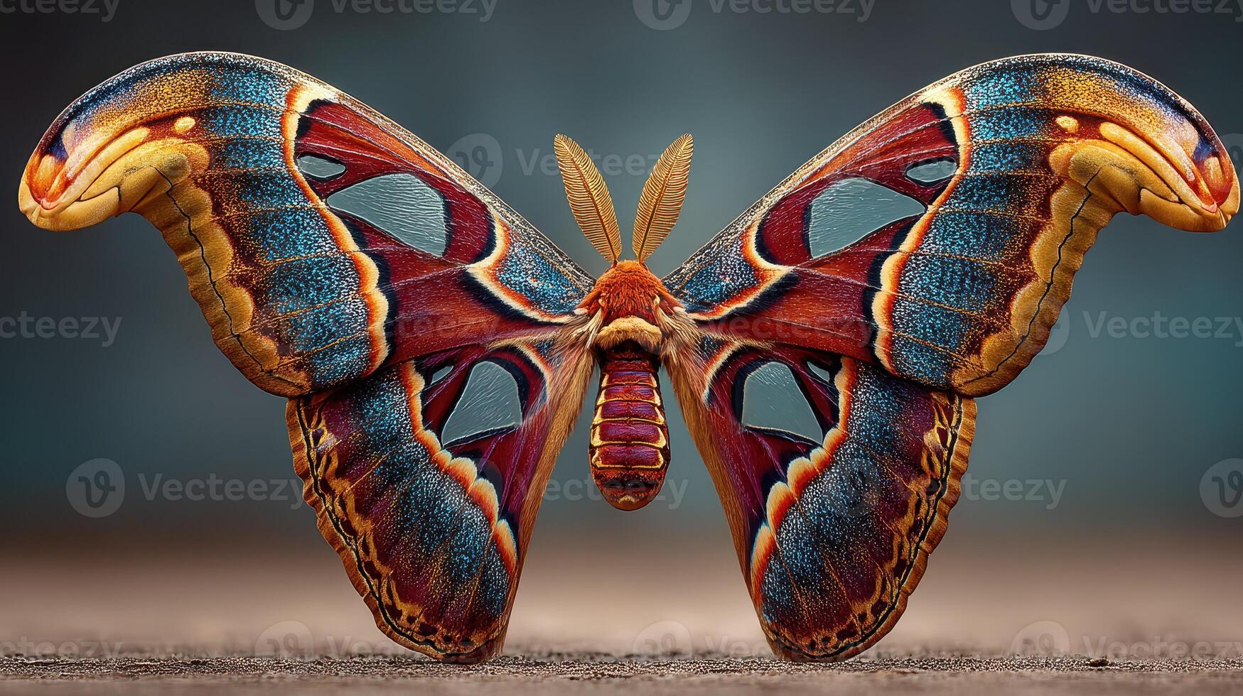 Giant butterfly displaying vibrant colors and intricate patterns in a natural setting during daylight hours photo