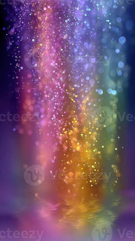 Colorful light particles create a mesmerizing display in a dark environment during a night event photo