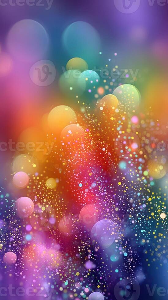 Colorful abstract background with vibrant circles and lights creating a dreamy atmosphere in a spectrum of hues photo