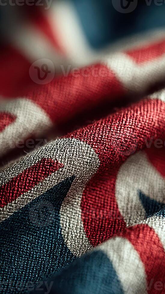 Close-up view of textured fabric featuring a red, white, and blue design in a bold pattern ideal for various projects photo
