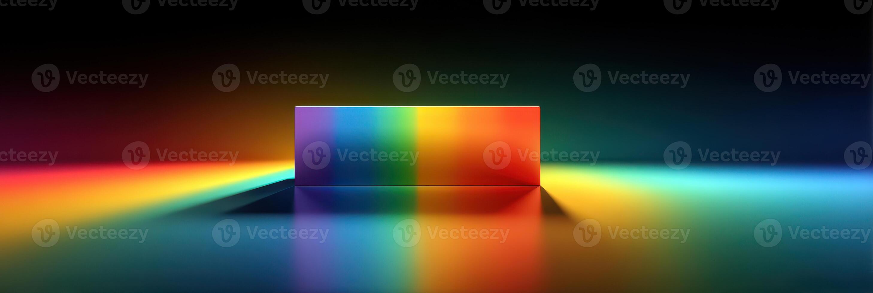 Colorful light display reflecting off a surface in a dark environment creating a vibrant atmosphere photo