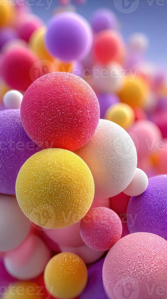 Colorful clusters of spherical shapes create a vibrant abstract visual in a playful arrangement of colors and sizes photo
