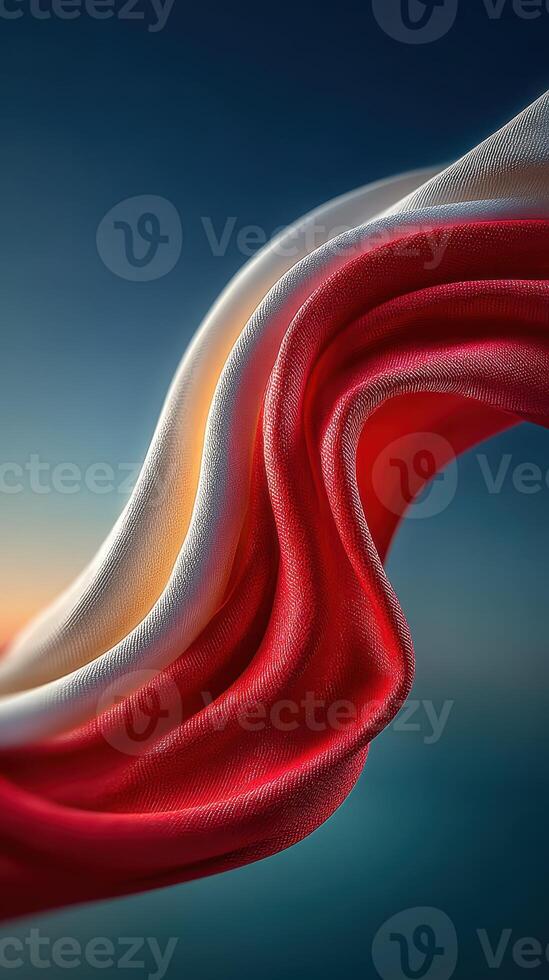 Flowing fabric captures the light of dawn with vibrant colors and smooth textures in a serene atmosphere photo