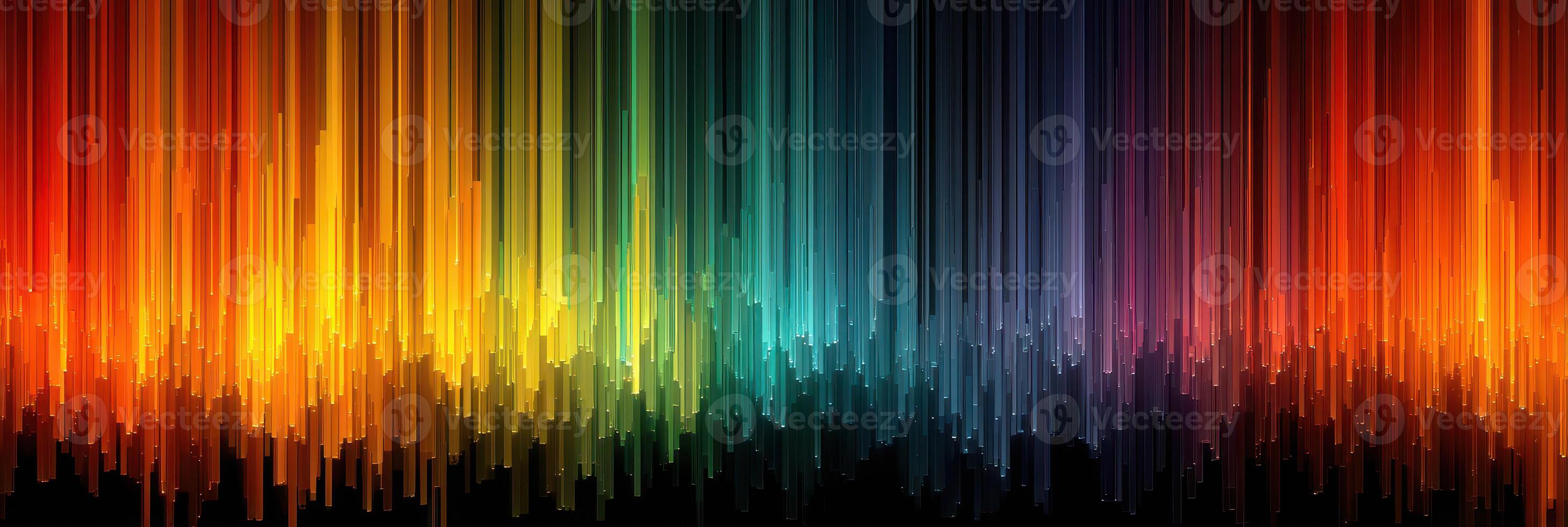 Vibrant spectrum of vertical lines creating a colorful abstract artwork in a dark setting photo