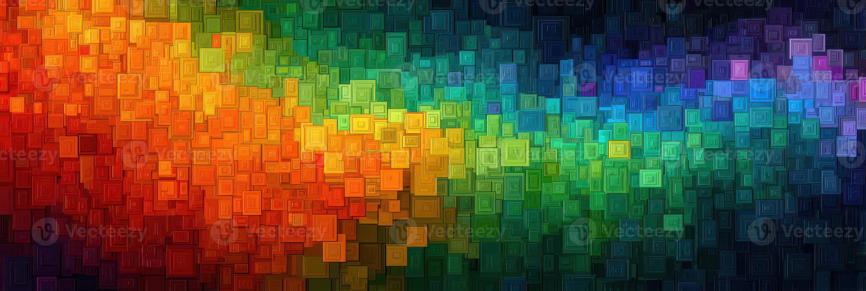 Vibrant abstract pattern showcasing colorful squares blending beautifully in a gradient during a creative art session photo