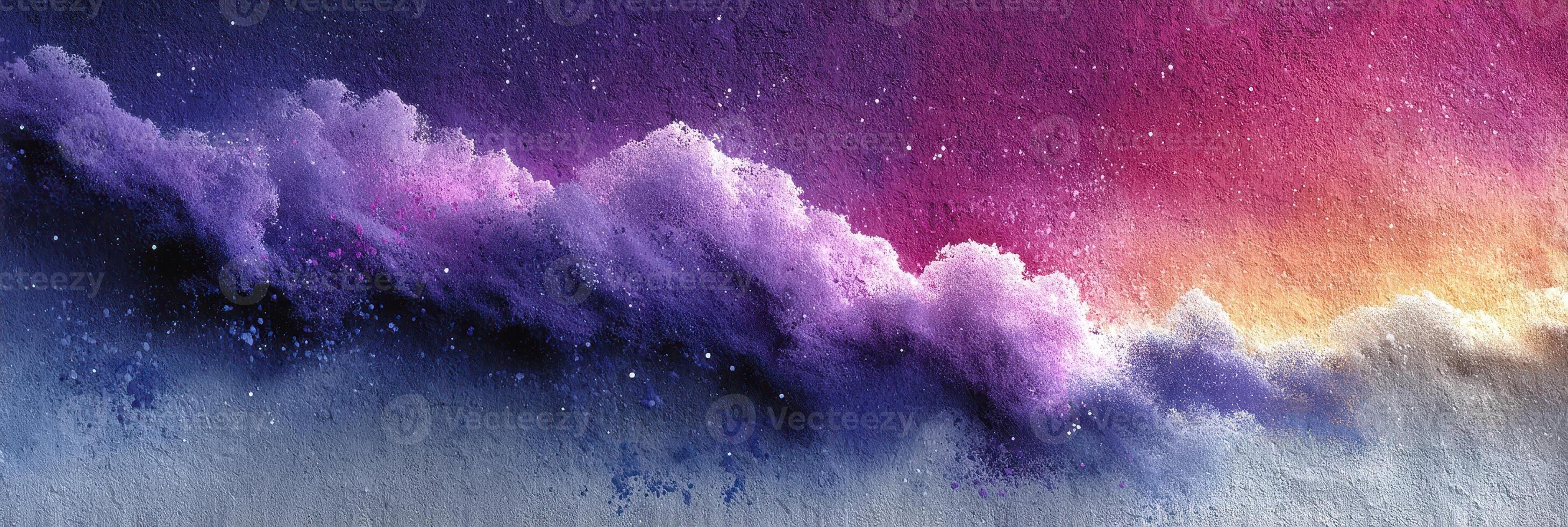 Colorful clouds blend into a twilight sky with shades of purple and pink at dusk photo