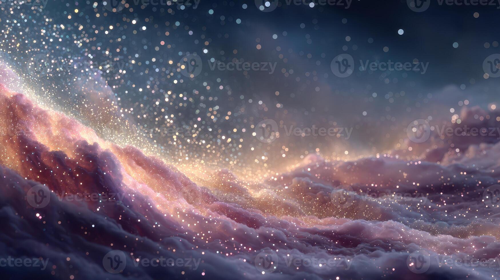 Colorful cosmic clouds with sparkling stars in a dreamy night sky photo