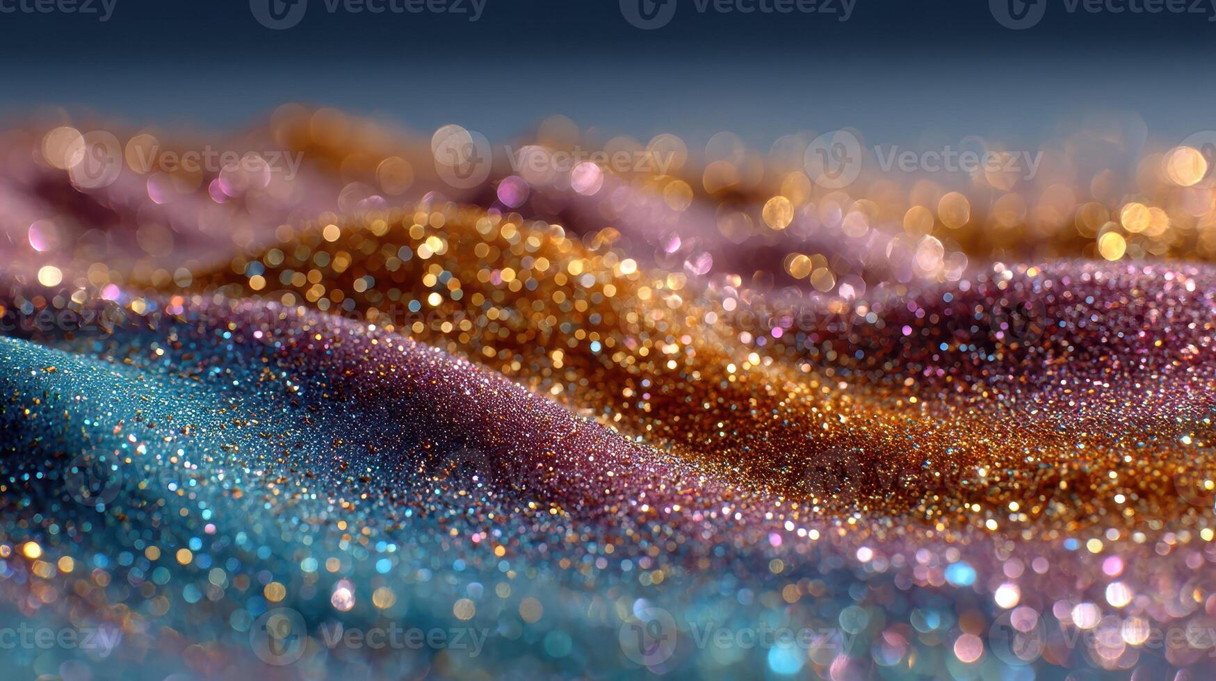 Stunning close-up of colorful glitter reflecting light in various shades during creative craft project photo