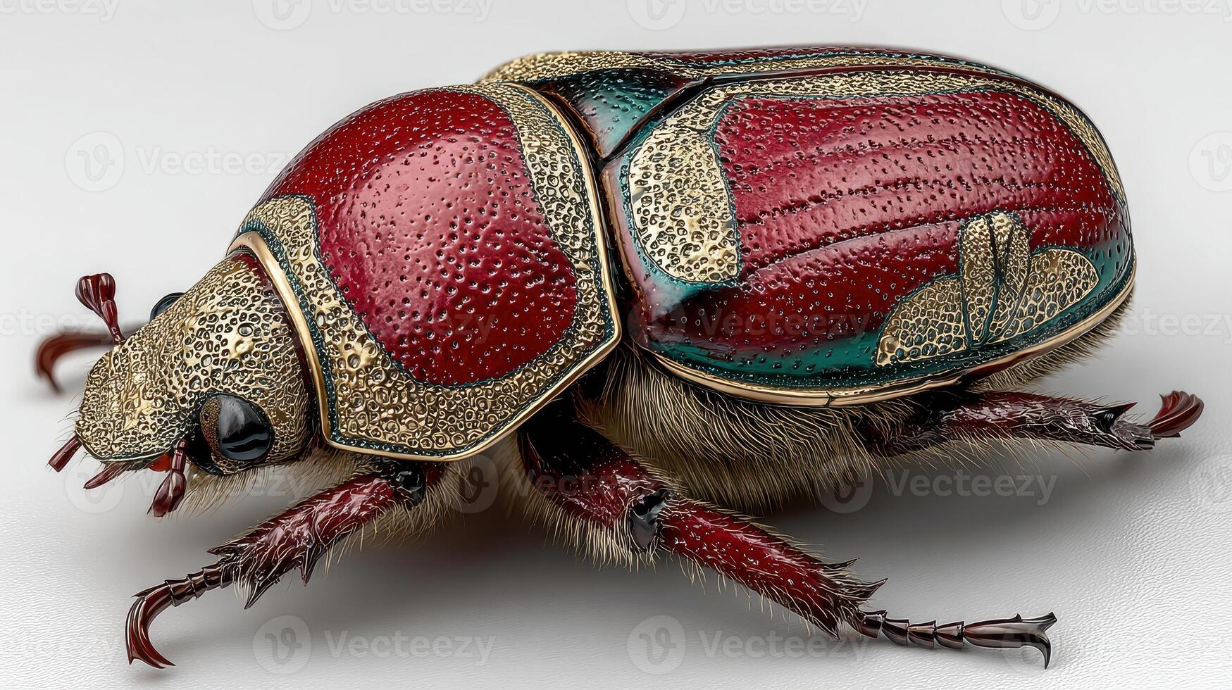 Colorful beetle showcasing intricate details and unique patterns in a close-up view photo