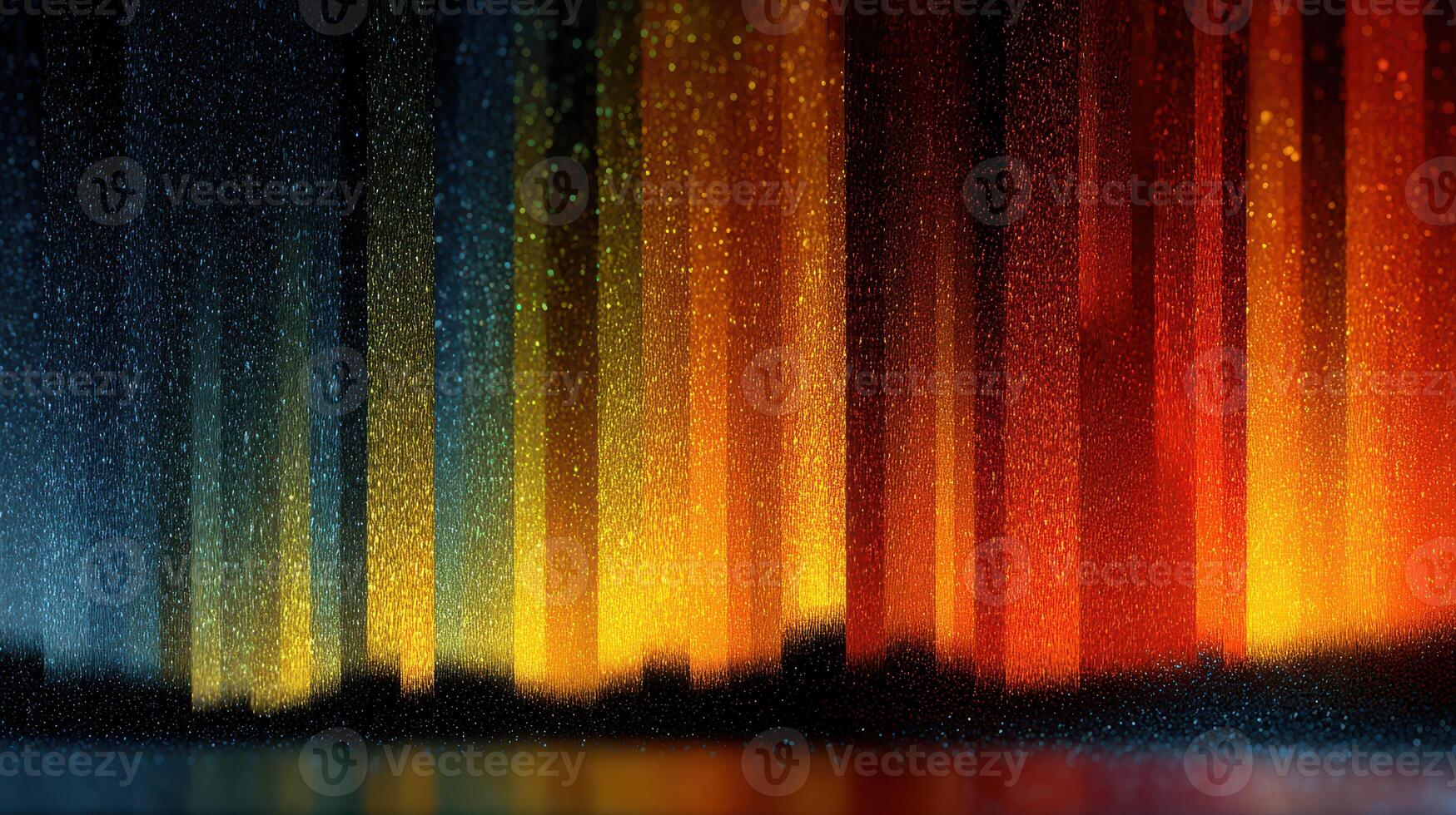 Vibrant abstract vertical lines creating a gradient effect in a beautiful display of color at twilight near a calm water surface photo
