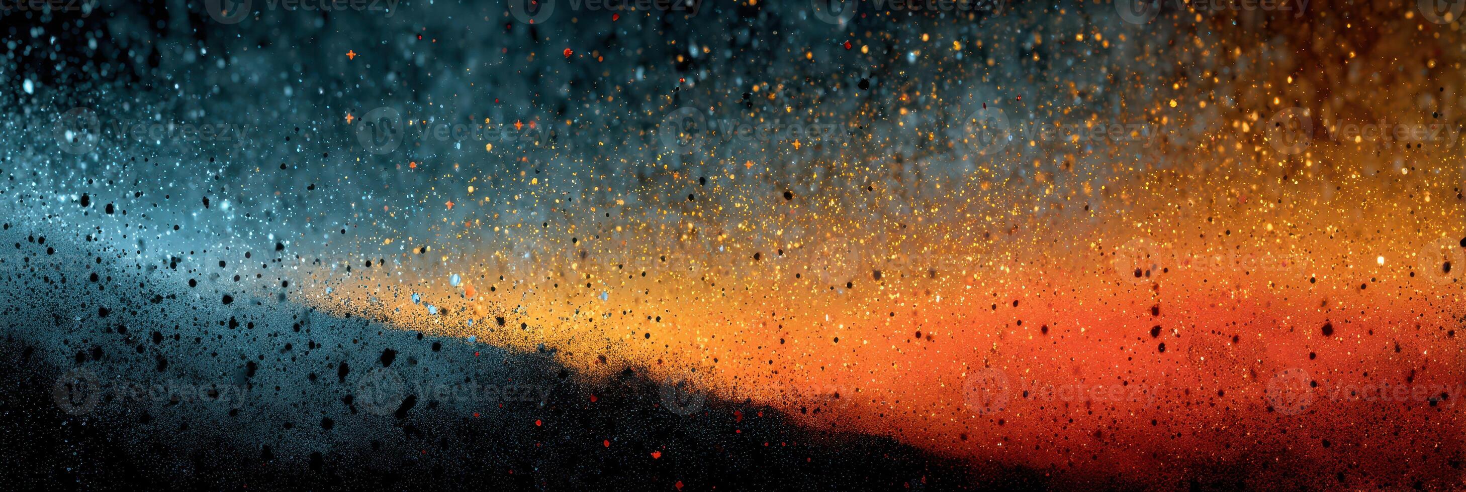 Colorful droplets create an enchanting display of water and light during a sunset near the ocean photo
