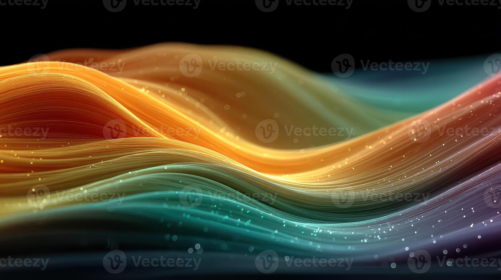 Colorful abstract waves flow gracefully across a dark background, creating a tranquil and dynamic visual experience photo