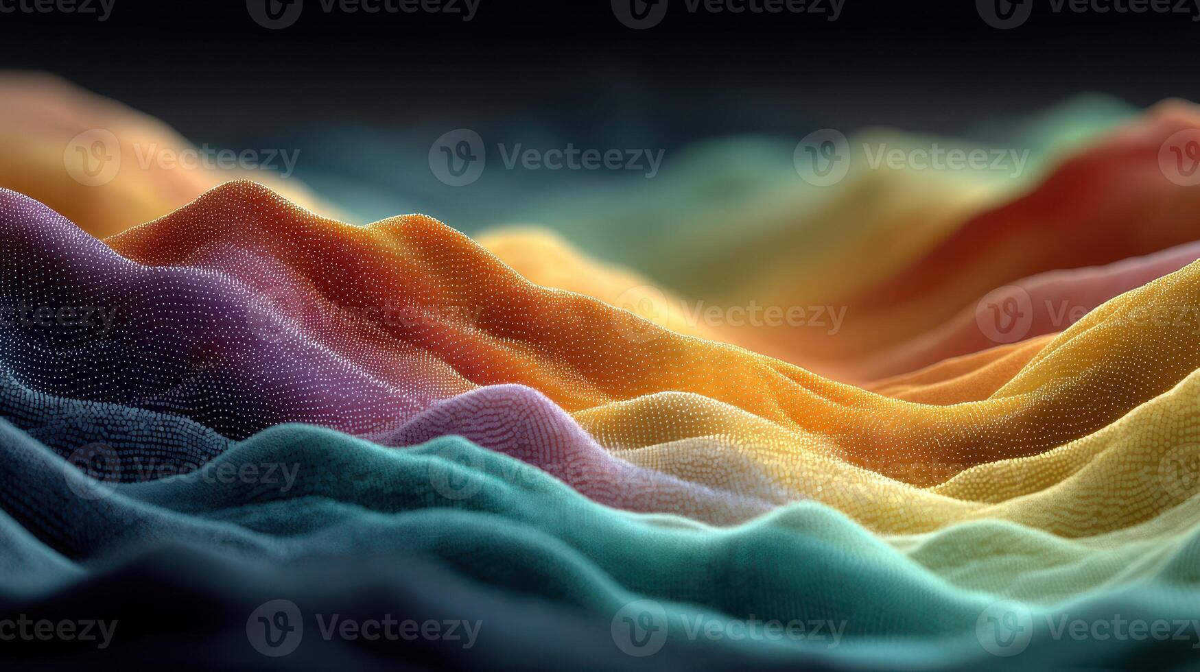 Abstract representation of colorful waves inspired by natural landscapes under soft lighting conditions photo