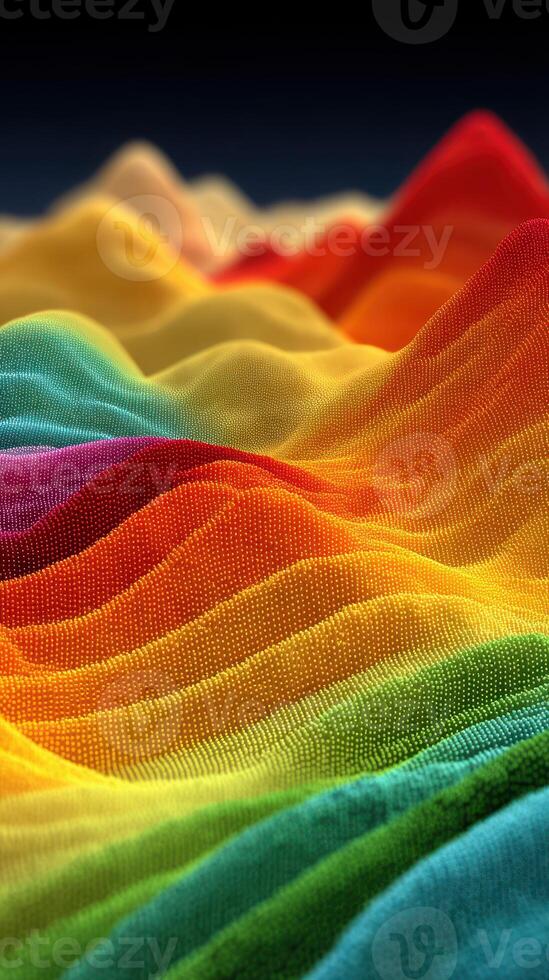 Vibrant abstract waves of color create a mesmerizing landscape reminiscent of a rainbow in motion during a digital artwork session photo