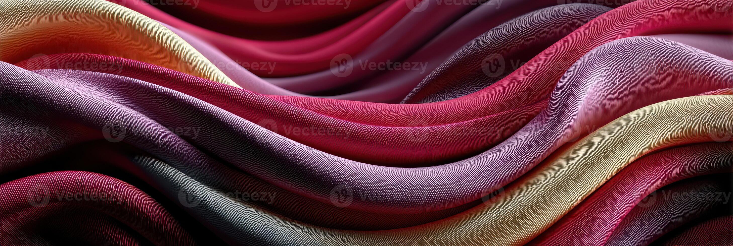 Vibrant silk fabric showcasing rich colors and smooth textures in a warm, artistic arrangement photo
