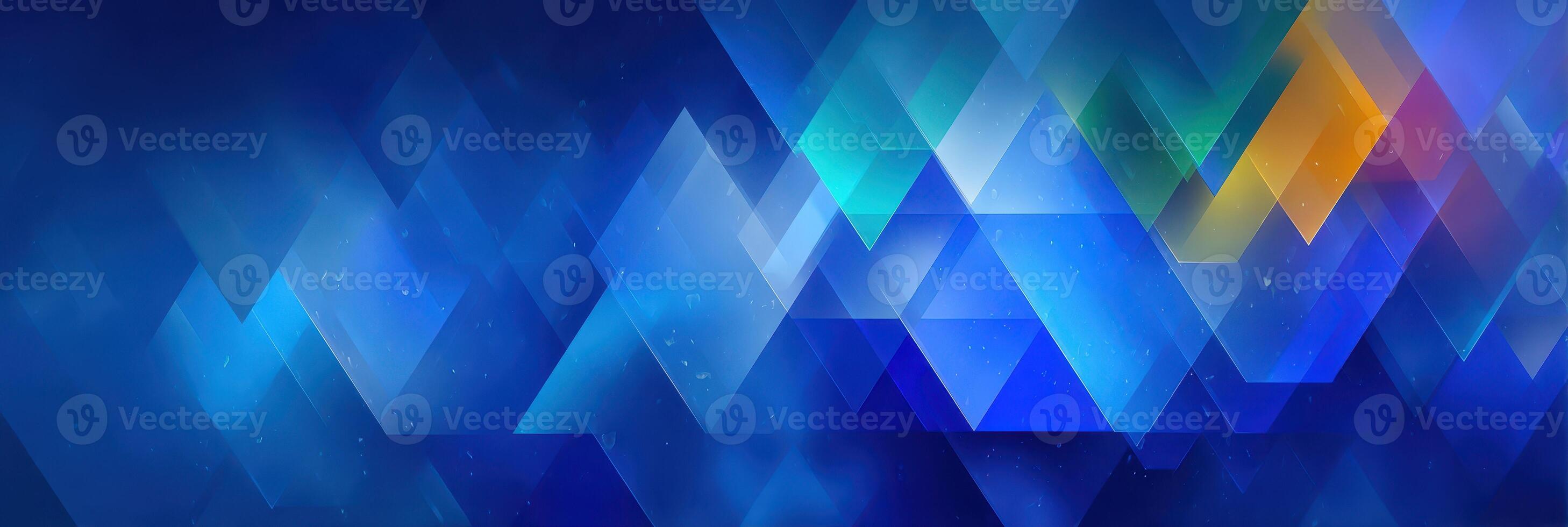 Colorful geometric shapes create a vibrant abstract background with shades of blue and green photo