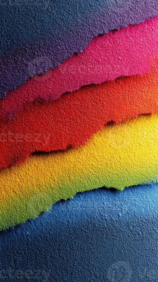 Vibrant layers of textured sandpaper create a colorful abstract artwork in a bright and playful design photo