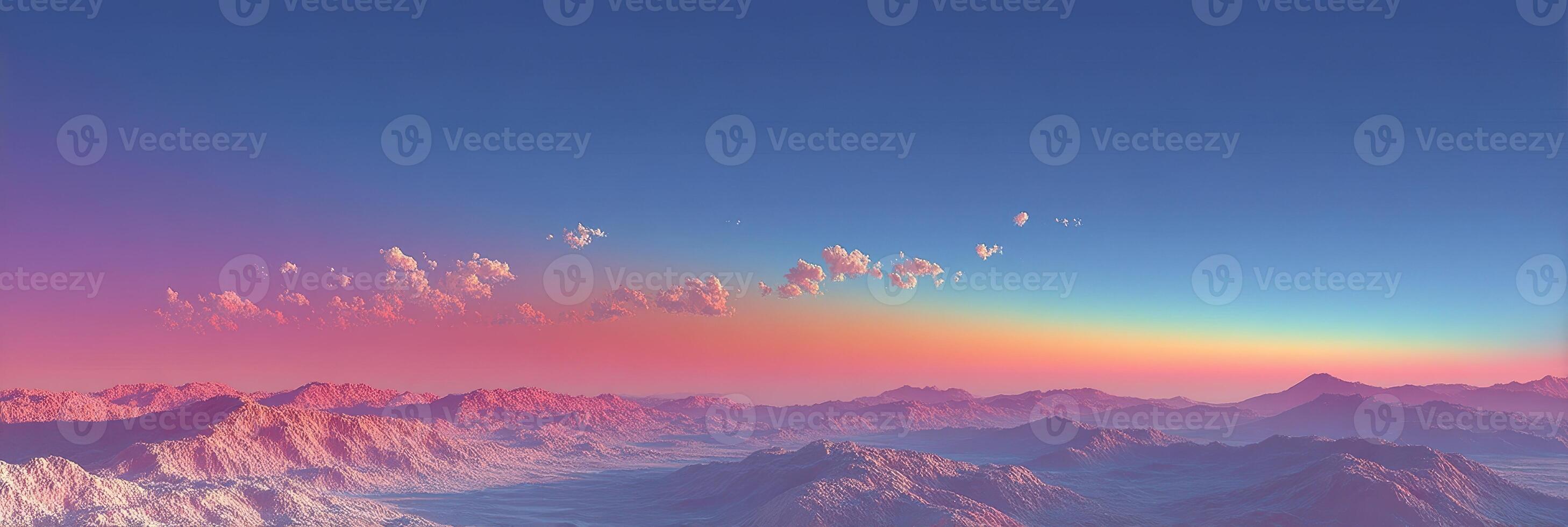 Vibrant sunrise over majestic mountains with colorful clouds spreading across the sky photo