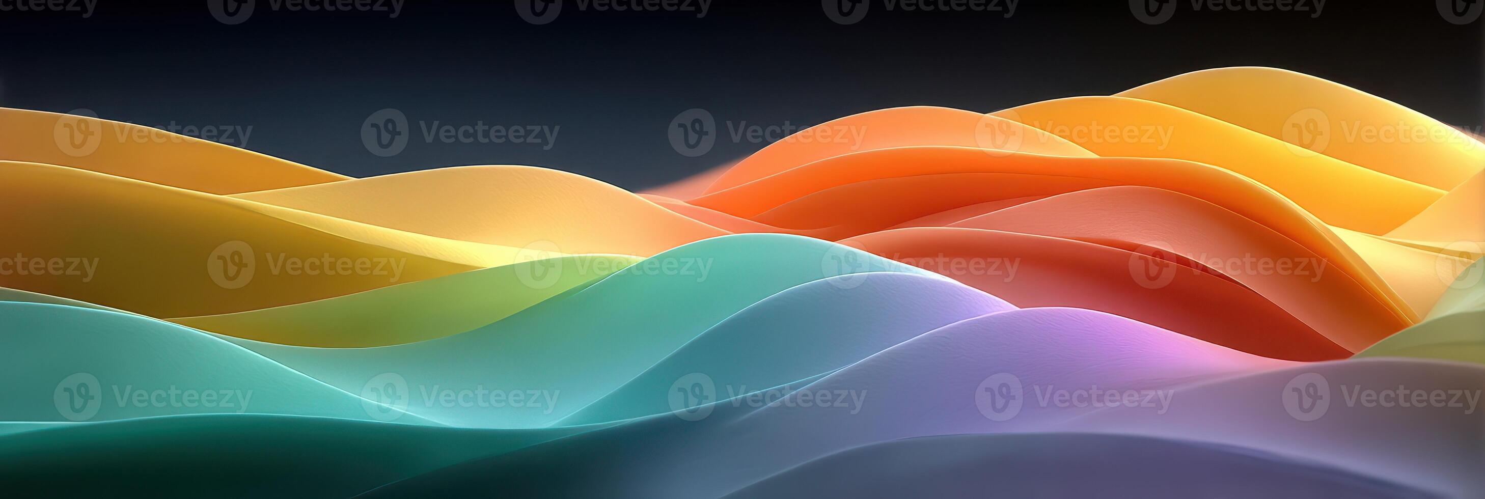 Colorful waves of translucent material flowing together in a mesmerizing display of light and texture photo