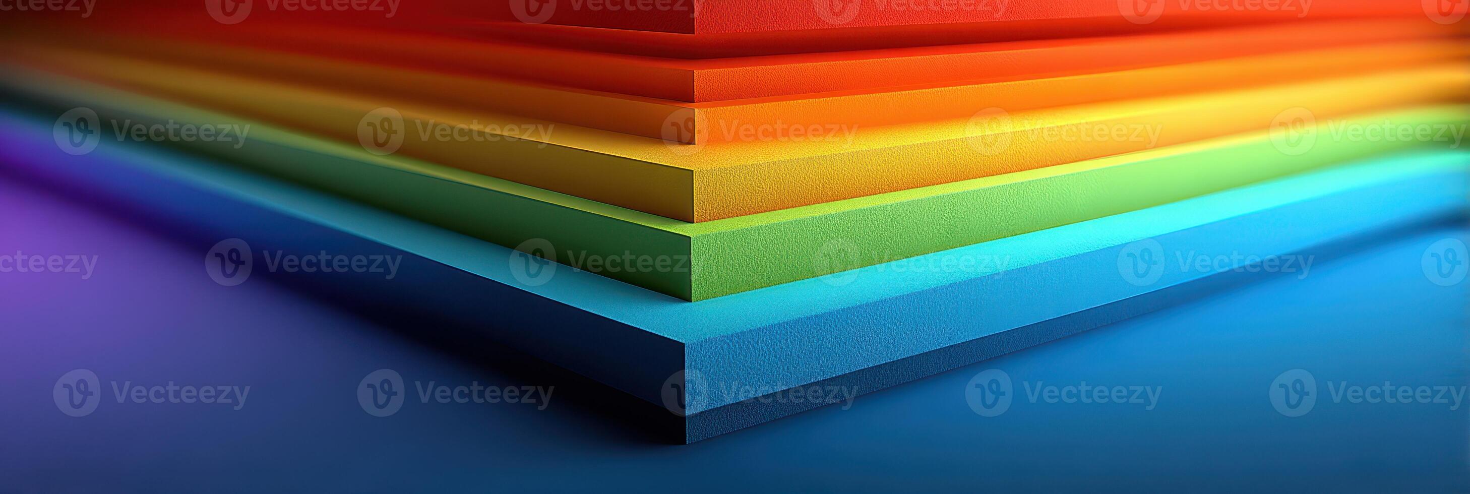 Colorful layers of paper arranged in a gradient display showcasing artistry and creativity in a vibrant setting photo