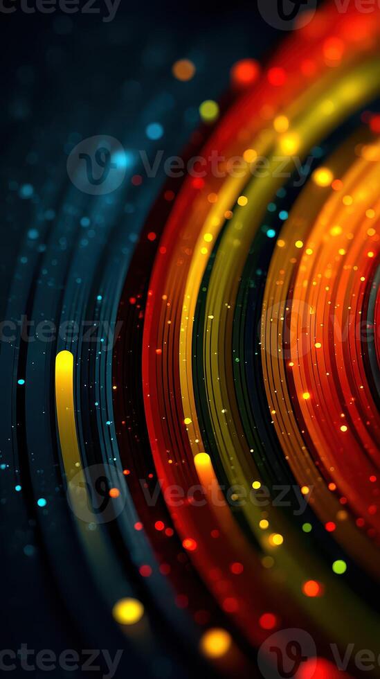 Vibrant swirl of colors in dynamic lines creates a captivating abstract art piece photo