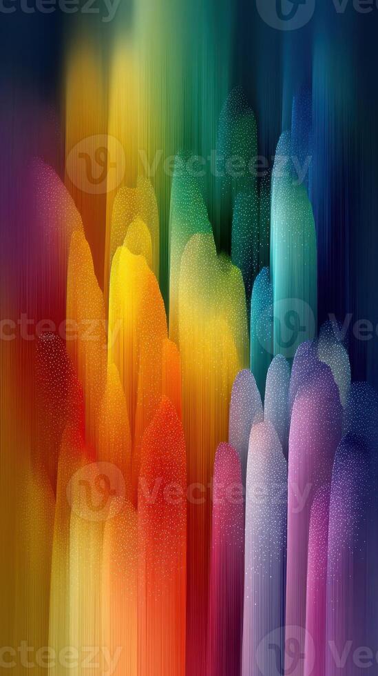 Vibrant abstract landscape of colorful vertical lines creating a mesmerizing pattern in hues of red, orange, yellow, green, blue, and purple photo