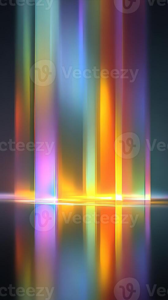 Colorful light reflections create a mesmerizing display in a darkened setting during an evening event photo