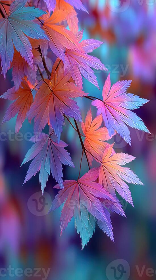 Colorful autumn leaves create a vibrant display in a serene outdoor setting during fall photo