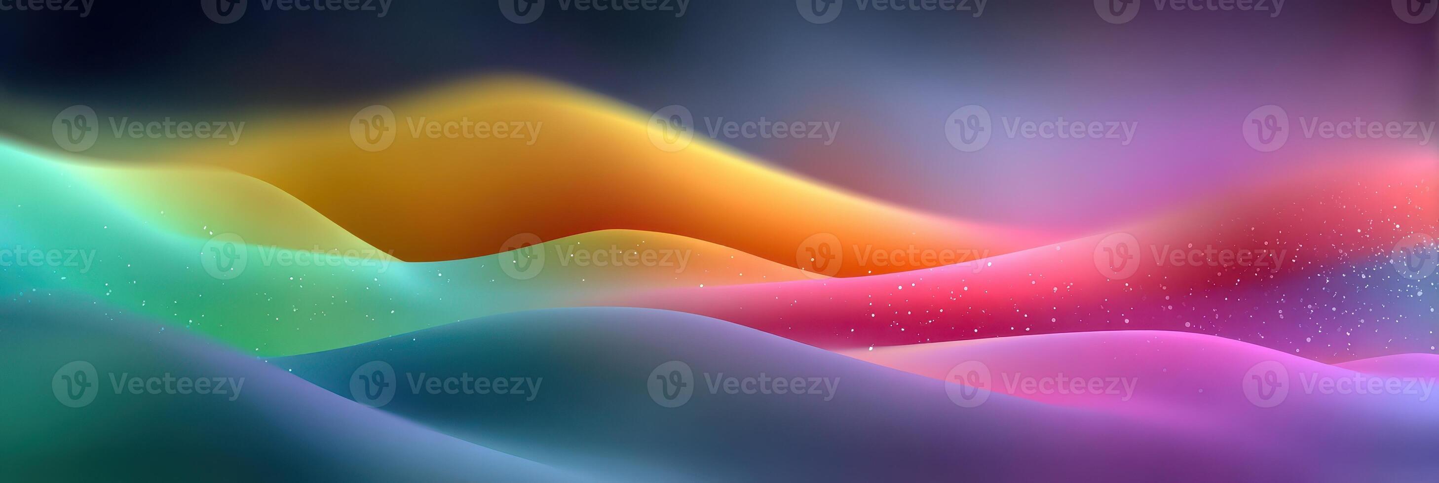 Colorful waves of light create a mesmerizing abstract landscape at dawn with soft gradients and hues blending together photo
