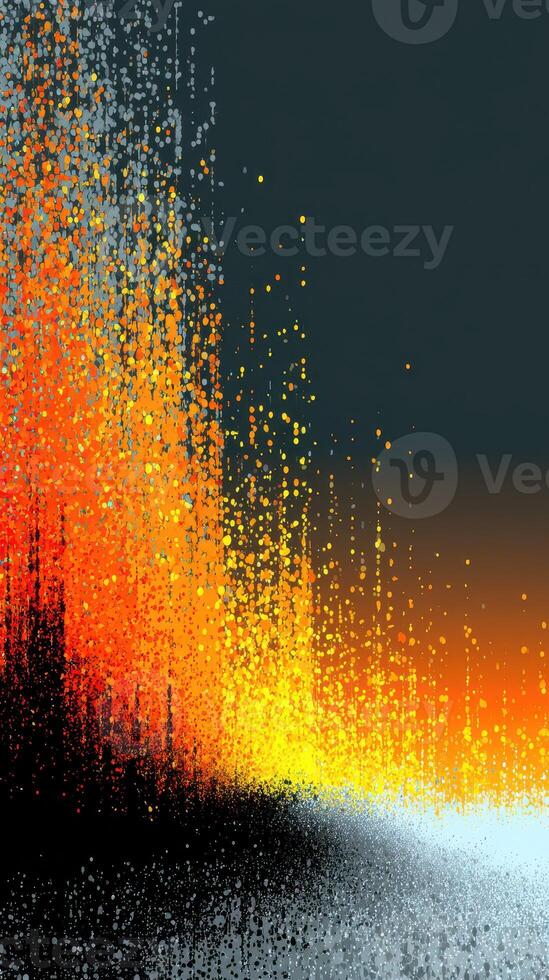 Vibrant color explosion at dusk with gradients of orange, yellow, and black showcasing abstract artistic expression photo