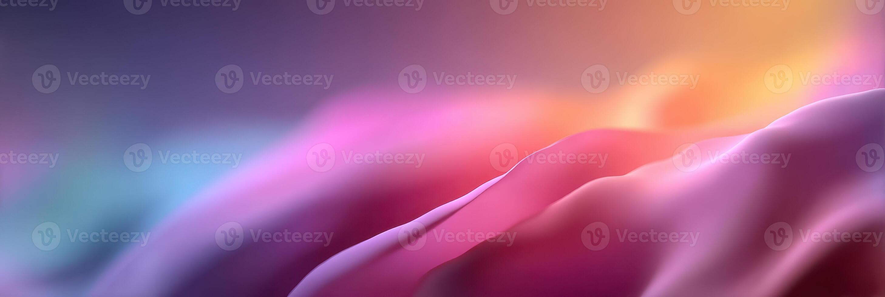 Colorful abstract landscape depicting soft waves and smooth gradients at sunset photo