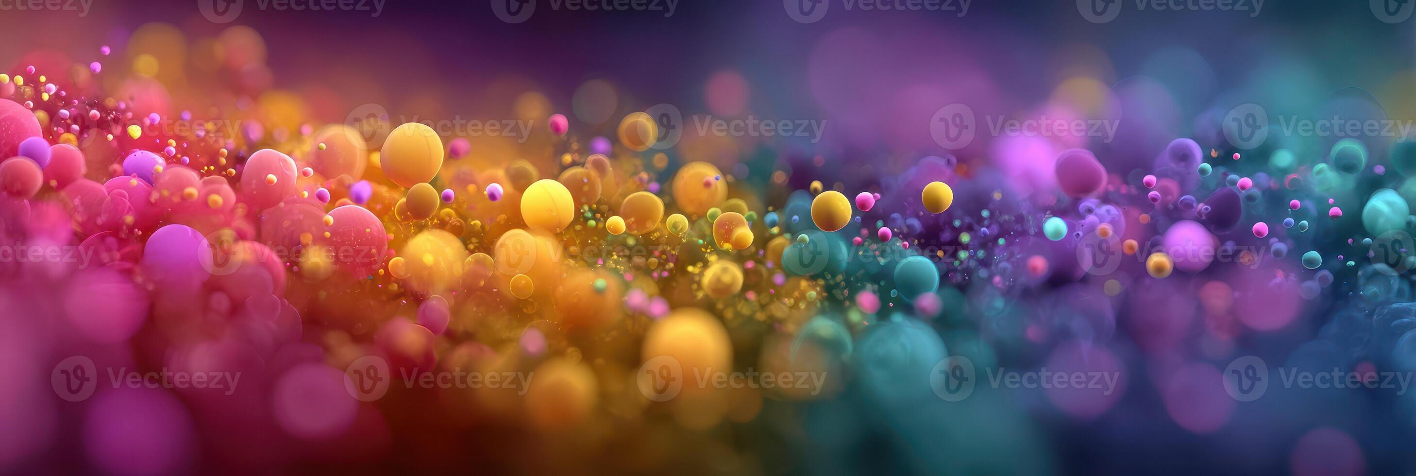 Colorful abstract background with vibrant spheres spreading across the canvas at dusk photo