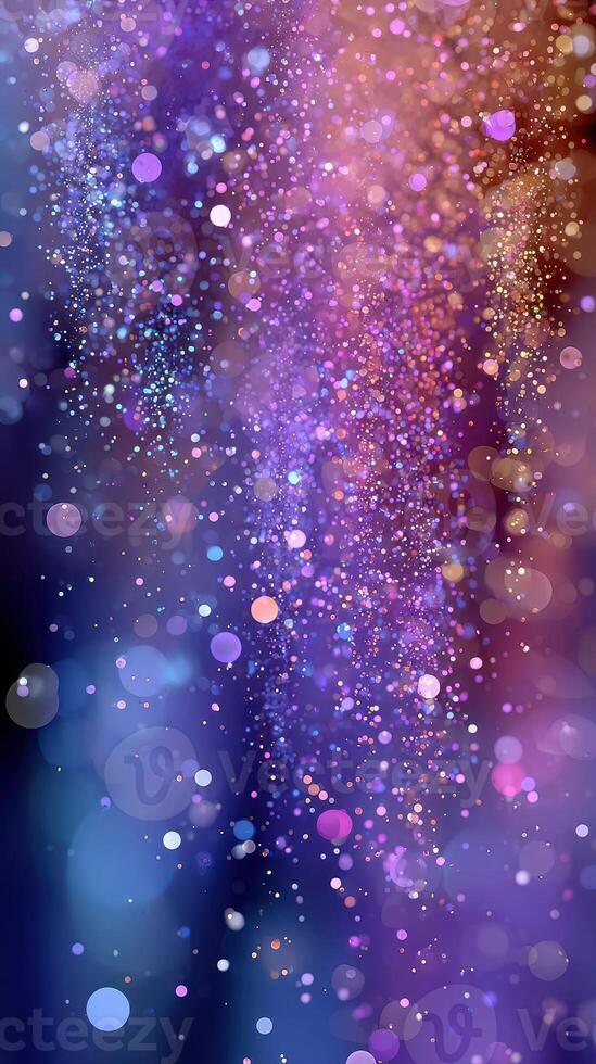 Bright and colorful abstract particles with a shimmering effect in a dark background creating a magical atmosphere photo