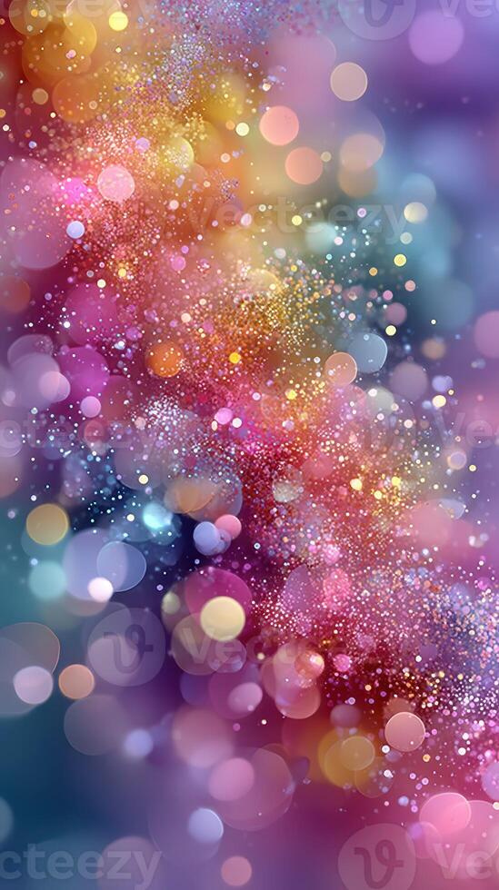 Colorful abstract design with vibrant bokeh lights in shades of pink, orange, and blue creating a whimsical atmosphere photo